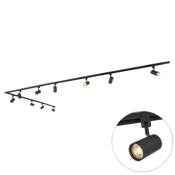 Chytrý kolejnicový systém černý 1-fázový 10-světlo vč. Wifi GU10 - Jeana